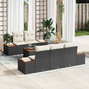 Havesofa Sæt med pude 6 pcs Sort Poly rattan