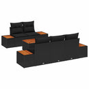 Havesofa Sæt med pude 6 pcs Sort Poly rattan