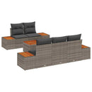 Havesofa Sæt med pude 6 pcs Grå Poly rattan