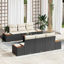 Havesofa Sæt med pude 7 pcs Sort Poly rattan
