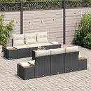 Havesofa Sæt med pude 7 pcs Sort Poly rattan