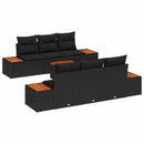 Havesofa Sæt med pude 7 pcs Sort Poly rattan