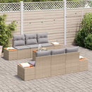Havesofa Sæt med pude 7 pcs Beige Poly rattan
