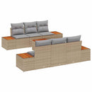 Havesofa Sæt med pude 7 pcs Beige Poly rattan