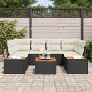 Havesofa Sæt med pude 6 pcs Sort Poly rattan