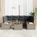 Havesofa Sæt med pude 6 pcs Grå Poly rattan