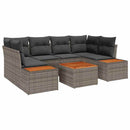 Havesofa Sæt med pude 6 pcs Grå Poly rattan
