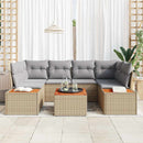 Havesofa Sæt med pude 6 pcs Beige Poly rattan