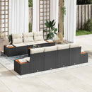 Havesofa Sæt med pude 8 pcs Sort Poly rattan