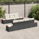 Havesofa Sæt med pude 8 pcs Sort Poly rattan