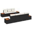 Havesofa Sæt med pude 8 pcs Sort Poly rattan