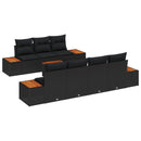 Havesofa Sæt med pude 8 pcs Sort Poly rattan