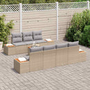 Havesofa Sæt med pude 8 pcs Beige Poly rattan