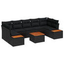 Havesofa Sæt 8 stk. Sort Poly rattan