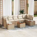 Havesofa Sæt med pude 8 pcs Beige Poly rattan