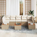Havesofa Sæt med pude 8 pcs Beige Poly rattan