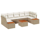 Havesofa Sæt med pude 8 pcs Beige Poly rattan