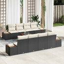 Havesofa Sæt med pude 9 pcs Sort Poly rattan