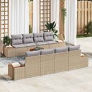 Havesofa Sæt med pude 9 pcs Beige Poly rattan