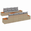Havesofa Sæt med pude 9 pcs Beige Poly rattan