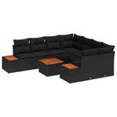 Havesofa Sæt med pude 9 pcs Sort Poly rattan