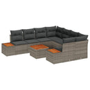 Havesofa Sæt med pude 9 pcs Grå Poly rattan