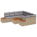 Havesofa Sæt med pude 9 pcs Beige Poly rattan