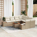 Havesofa Sæt med pude 9 pcs Beige Poly rattan