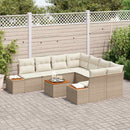 Havesofa Sæt med pude 9 pcs Beige Poly rattan