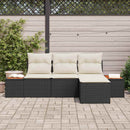 Havesofa Sæt med pude med pude 4 pcs Sort polyrattan