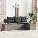 Havesofa Sæt med pude med pude 4 pcs Grå polyrattan