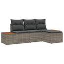Havesofa Sæt med pude med pude 4 pcs Grå polyrattan