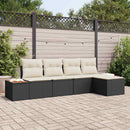 Havesofa Sæt med pude 5 pcs Sort Poly rattan