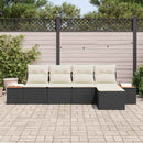 Havesofa Sæt med pude 5 pcs Sort Poly rattan