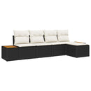 Havesofa Sæt med pude 5 pcs Sort Poly rattan