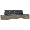 Havesofa Sæt med pude 5 pcs Grå Poly rattan