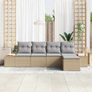 Havesofa Sæt med pude 5 pcs Beige Poly rattan