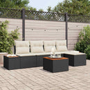 Havesofa Sæt med pude 6 pcs Sort Poly rattan