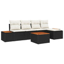 Havesofa Sæt med pude 6 pcs Sort Poly rattan