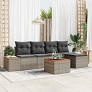 Havesofa Sæt med pude 6 pcs Grå Poly rattan