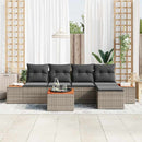 Havesofa Sæt med pude 6 pcs Grå Poly rattan