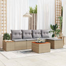 Havesofa Sæt med pude 6 pcs Beige Poly rattan
