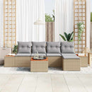 Havesofa Sæt med pude 6 pcs Beige Poly rattan