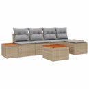 Havesofa Sæt med pude 6 pcs Beige Poly rattan