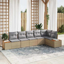 Havesofa Sæt med pude 6 pcs Beige Poly rattan