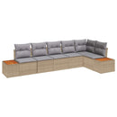 Havesofa Sæt med pude 6 pcs Beige Poly rattan