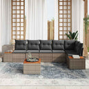 Havesofa Sæt med pude 7 pcs Grå Poly rattan