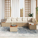 Havesofa Sæt med pude 7 pcs Beige Poly rattan