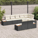 Havesofa Sæt med pude 8 pcs Sort Poly rattan