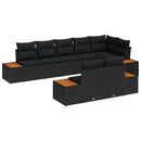 Havesofa Sæt med pude 8 pcs Sort Poly rattan